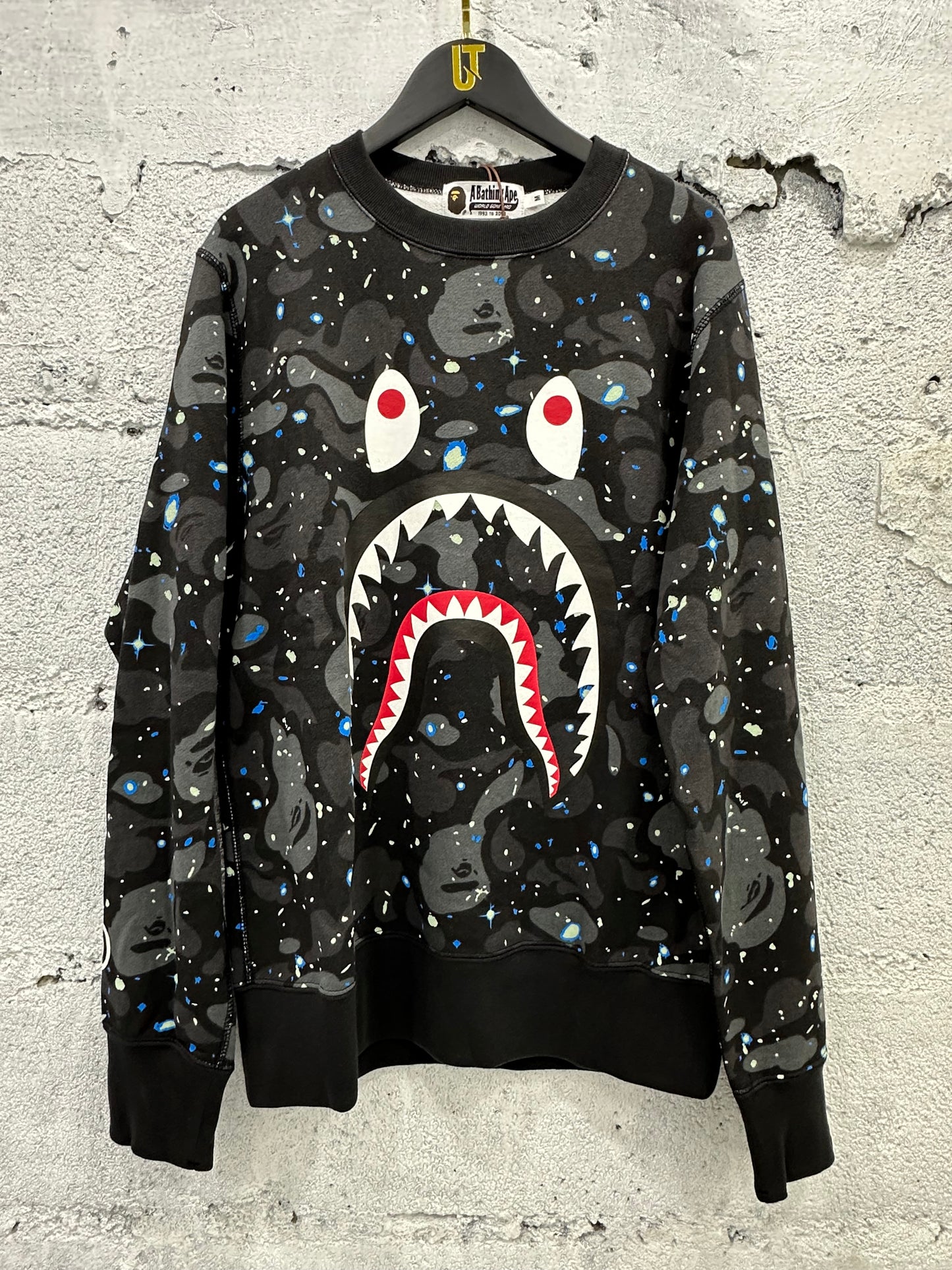 Space Camo Shark Crewneck Black