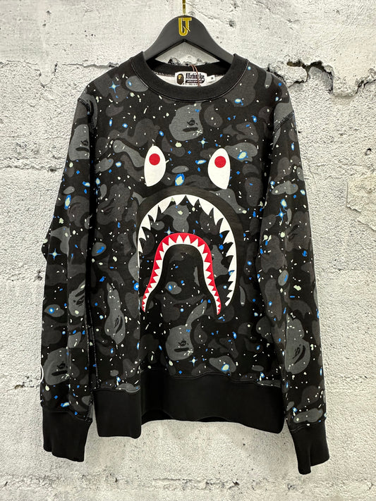 Space Camo Shark Crewneck Black
