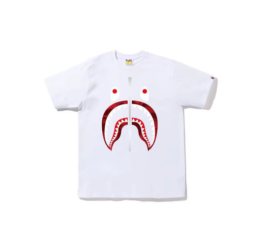 Bape Shark Tee Color Camo Red White